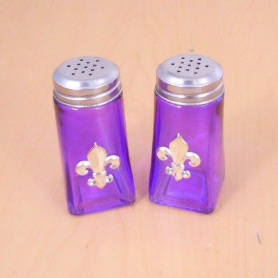 G60025PURPLE- PURPLE SQUARE SALT-PEPPER W/SILVER FDL